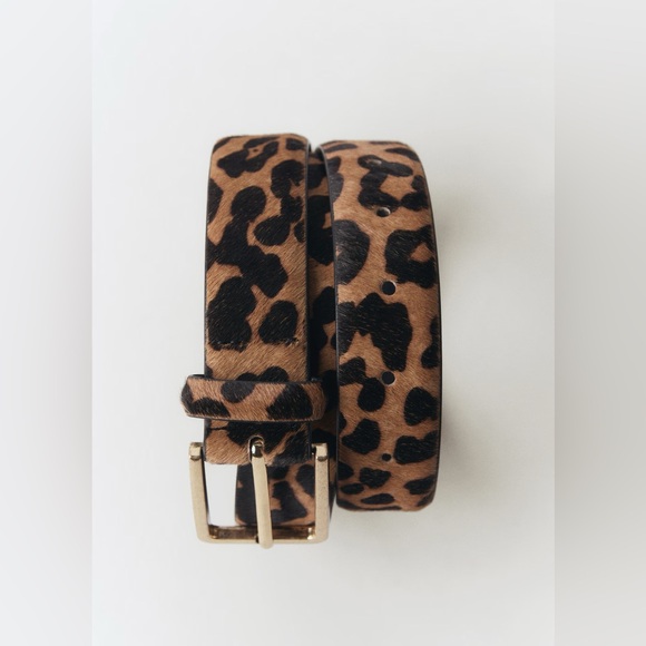 NWT MANGO Leopard Print Leather Belt - Picture 1 of 7